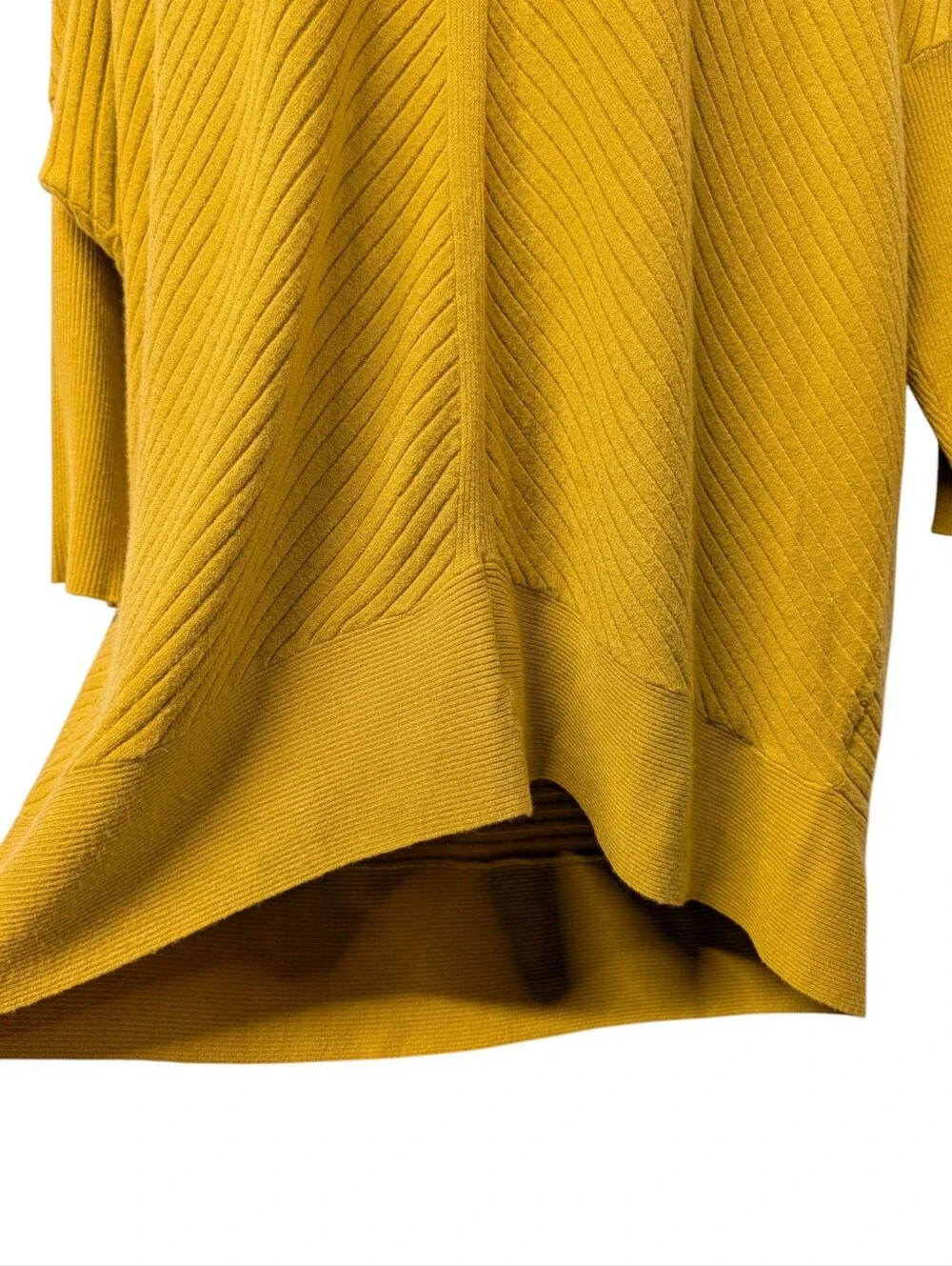 Cyrus Sweater Womens Yellow Rib Knit Mock Neck Relaxed Dolman 3/4 Plus Size 1X